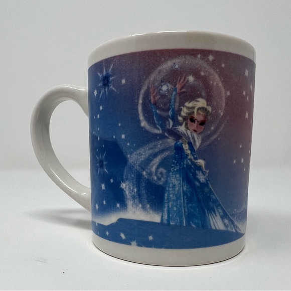 Disney Other - Disney Frozen Elsa Snow Queen Snowflakes Mountain Scene Blue Coffee Mug Cup